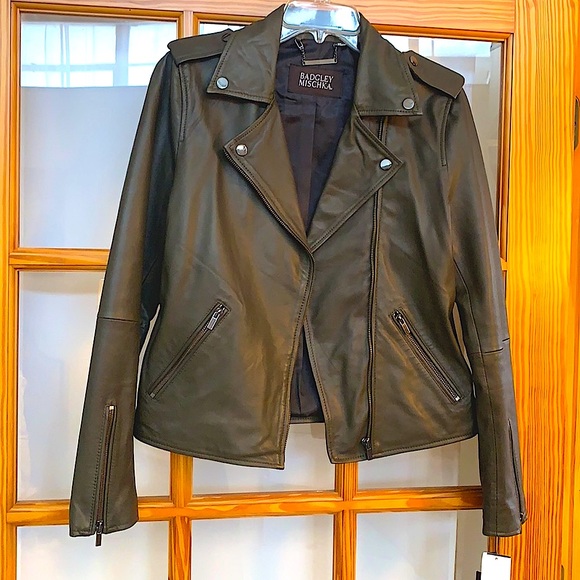 Badgley Mischka Jackets & Blazers - NEW Badgley Mischka Olive Green Moto Jacket